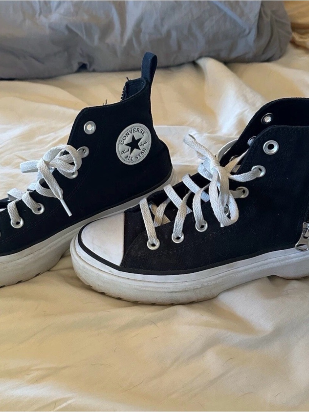 Converse Black and White Platform High-Top Sneakers
